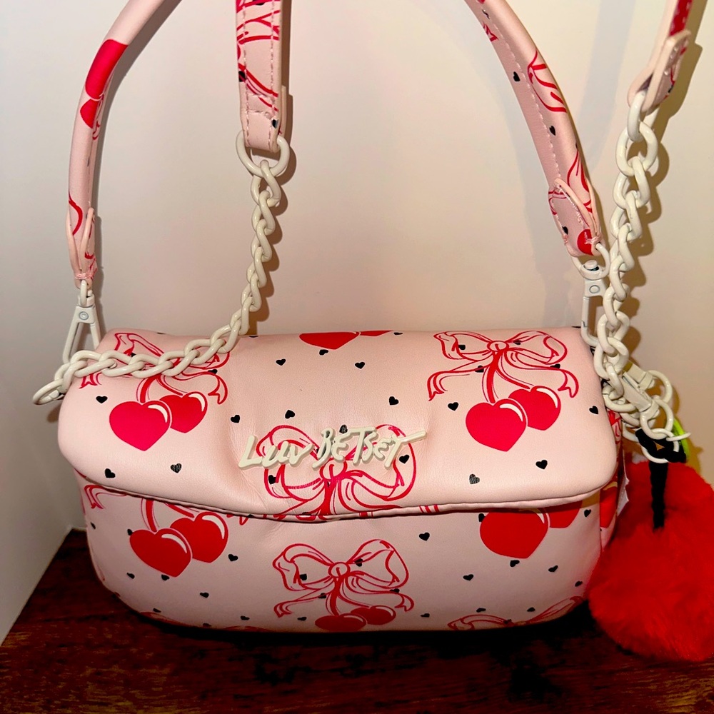 Pink and Red Cherry And Bow Patterned Women's Bag